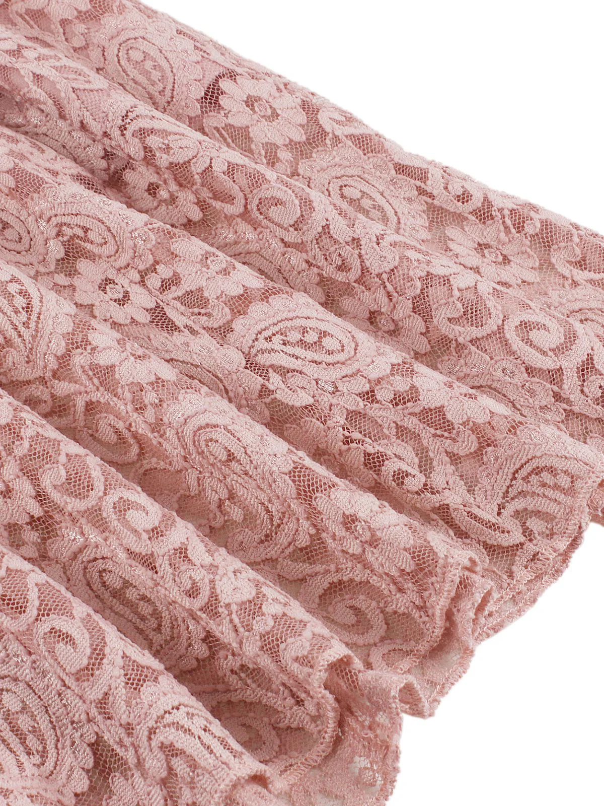 Pink 1950s Solid Lace Heart Collar Dress - Image 3