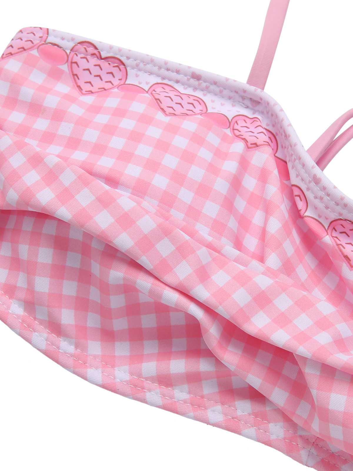 Pink 1950s Spaghetti Strap Heart Plaids Swimsuit - Image 5