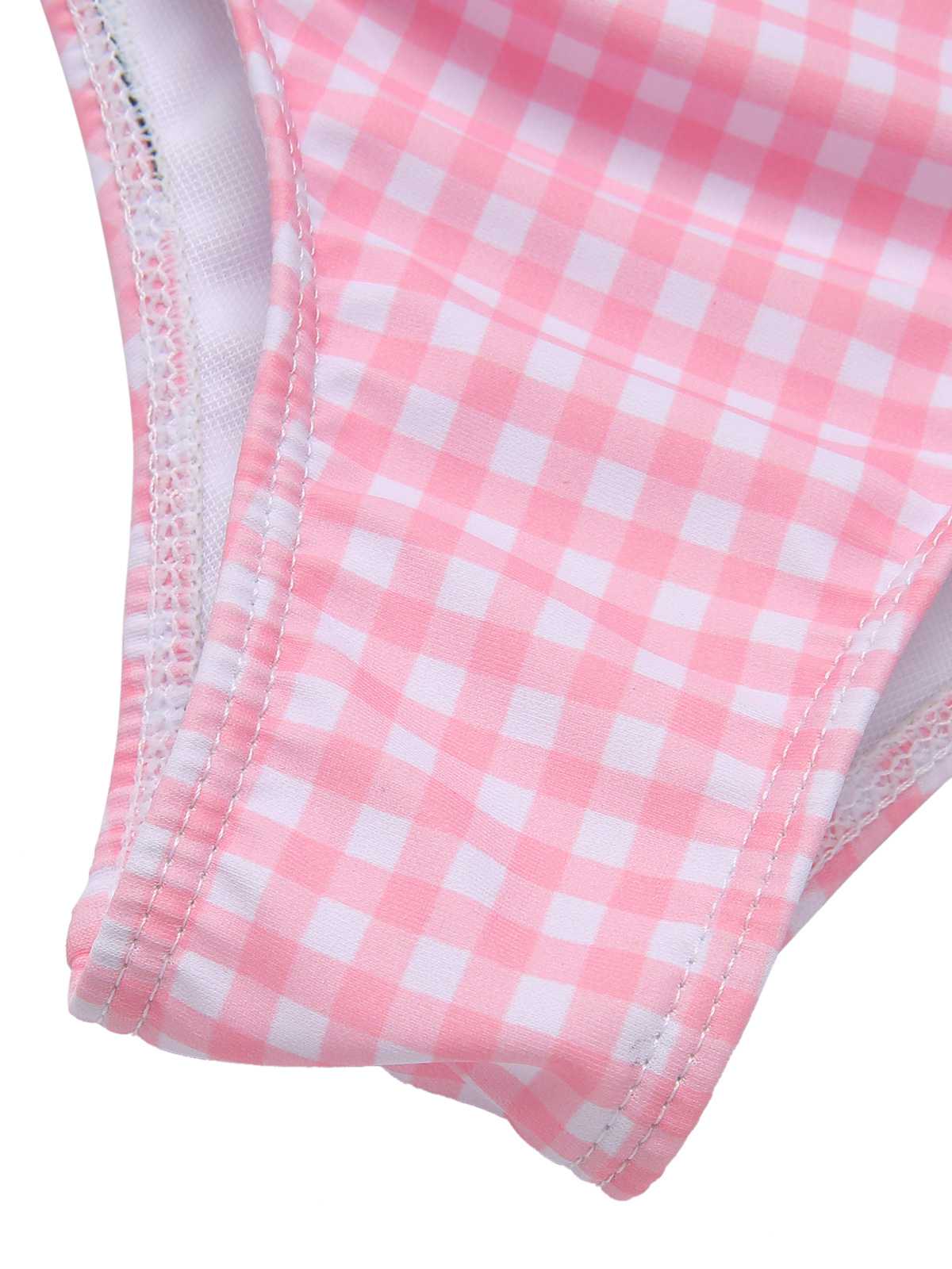 Pink 1950s Spaghetti Strap Heart Plaids Swimsuit - Image 7