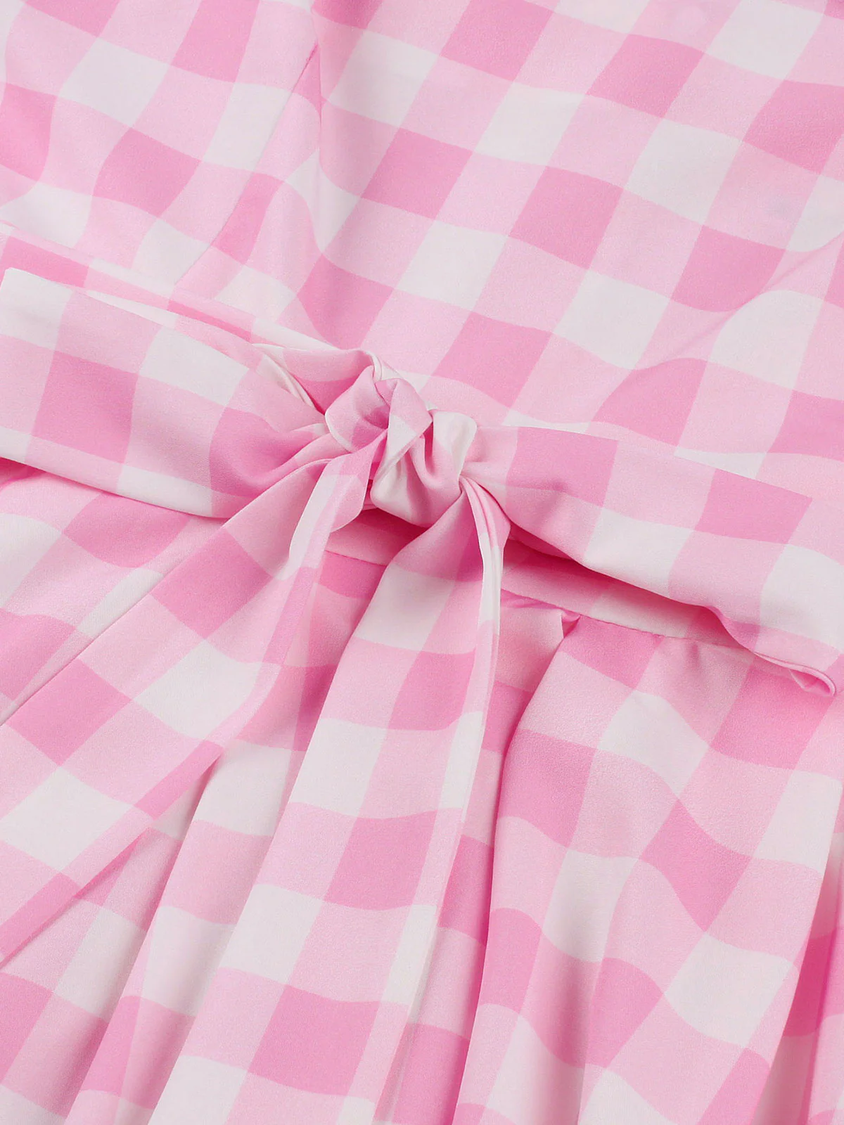Pink 1950s Spaghetti Strap Plaid Swing Dress - Image 7