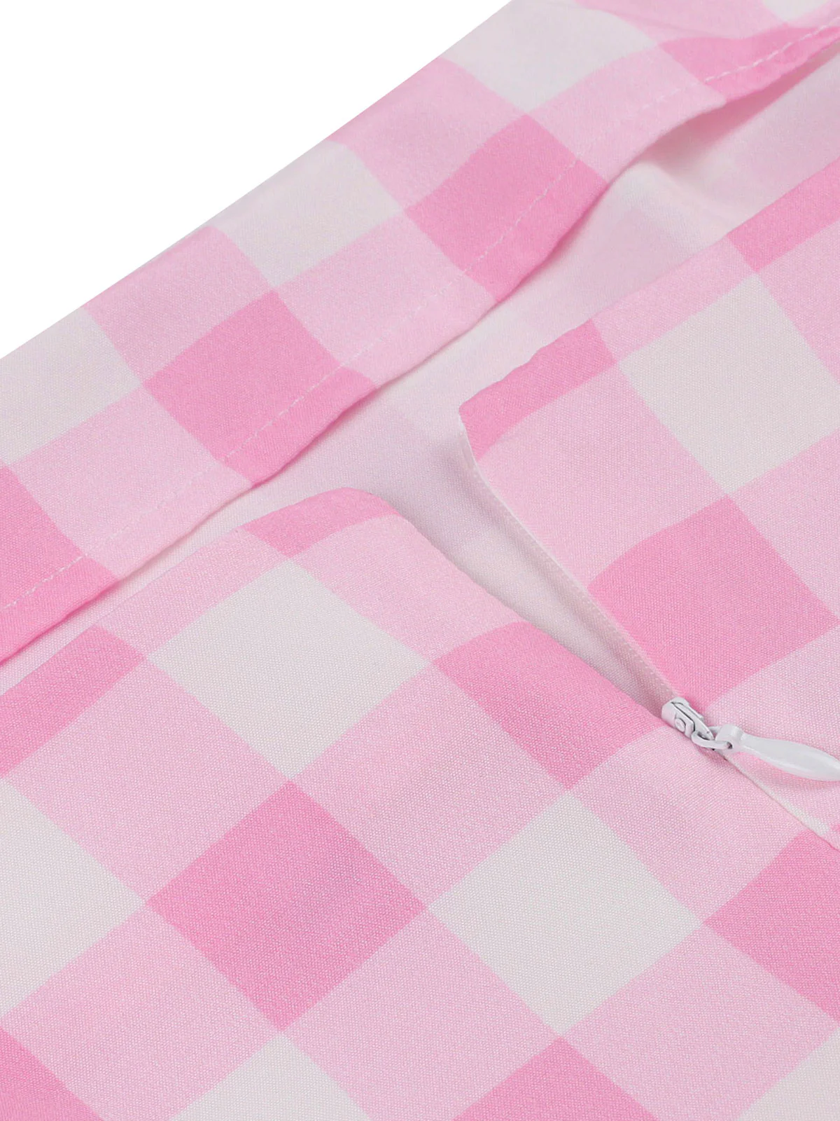 Pink 1950s Spaghetti Strap Plaid Swing Dress - Image 8
