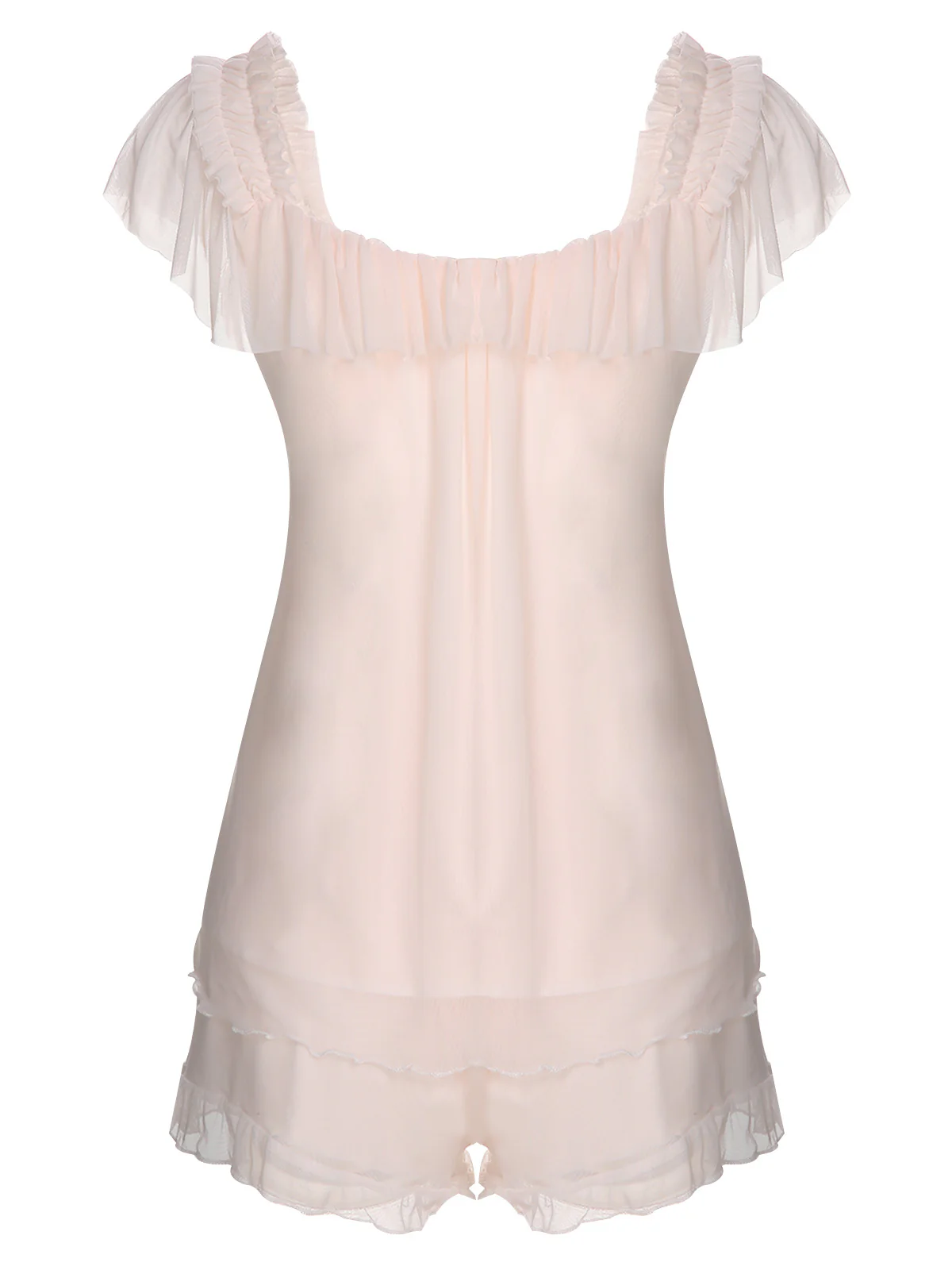 Pink 1950s Square Collar Ribbon Pajamas - Image 5