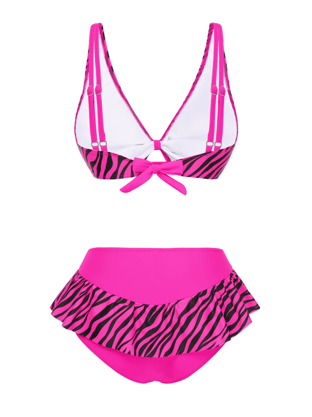 Pink 1950s Strap Zebra Print Bikini Set - Image 4
