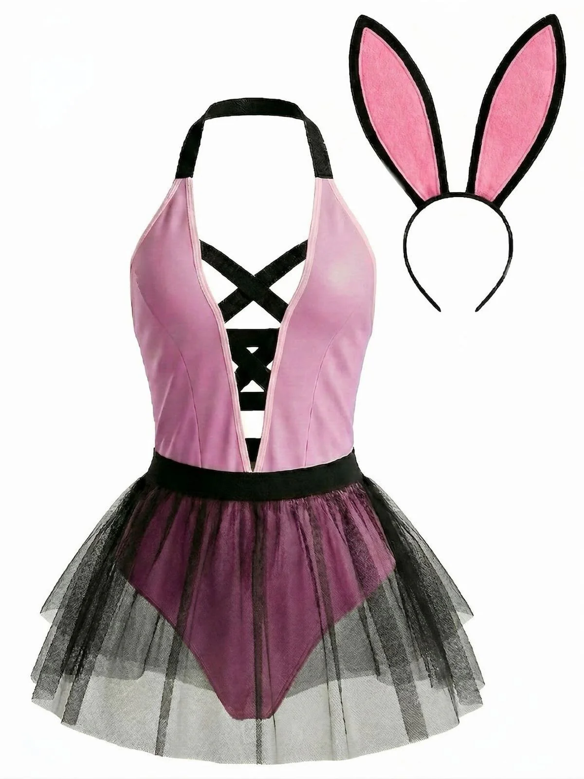 Pink 1950s Strappy Tulle Bunny Costume Set - Image 2
