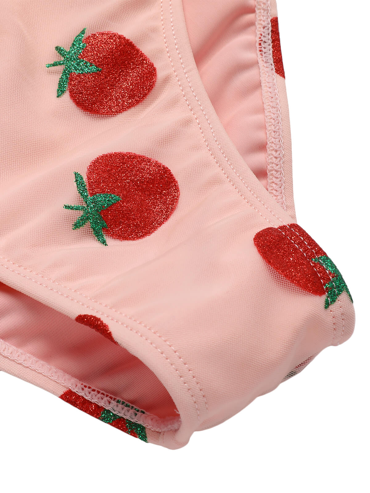 Pink 1950s Strawberry Lace-Up Halter Swimsuit - Image 7
