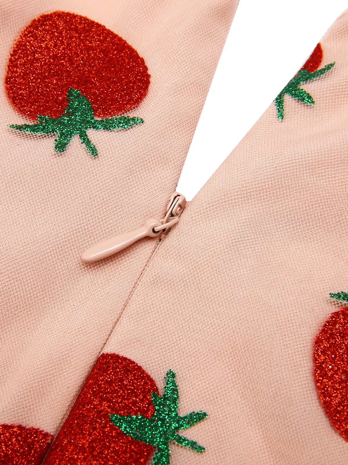 Pink 1950s Strawberry Mesh Swing Dress - Image 6