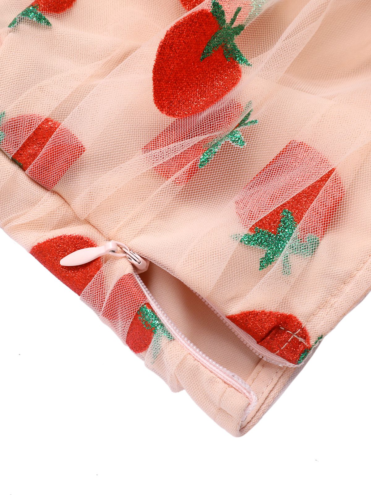 Pink 1950s Strawberry Mesh V-Neck Top - Image 7