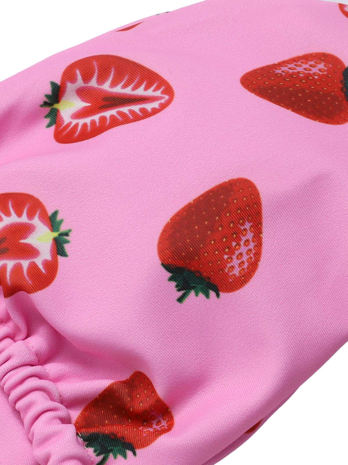 Pink 1950s Strawberry Waist Tie Halter Bikini Set - Image 7