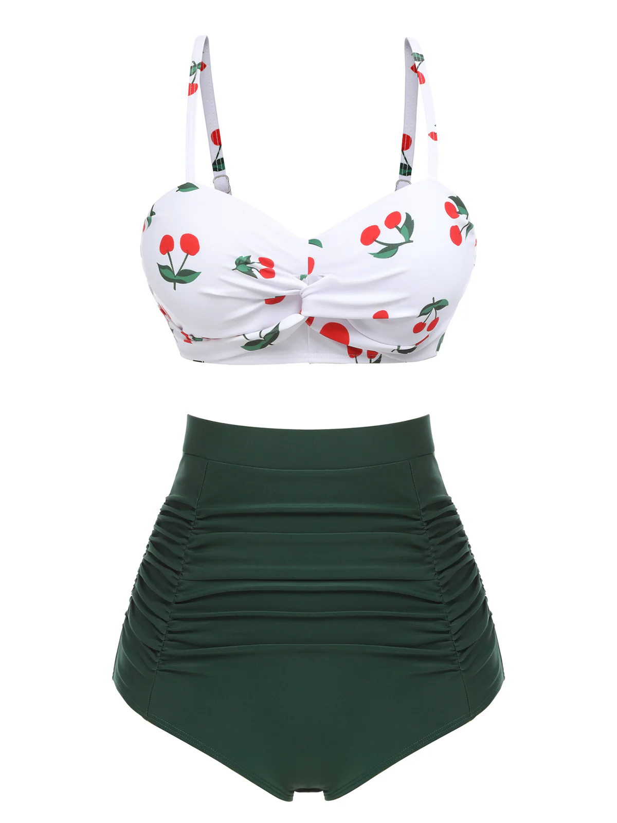 [Pre-Sale] Pink 1950s Stripe Spaghetti Strap Bikini Set - Image 3