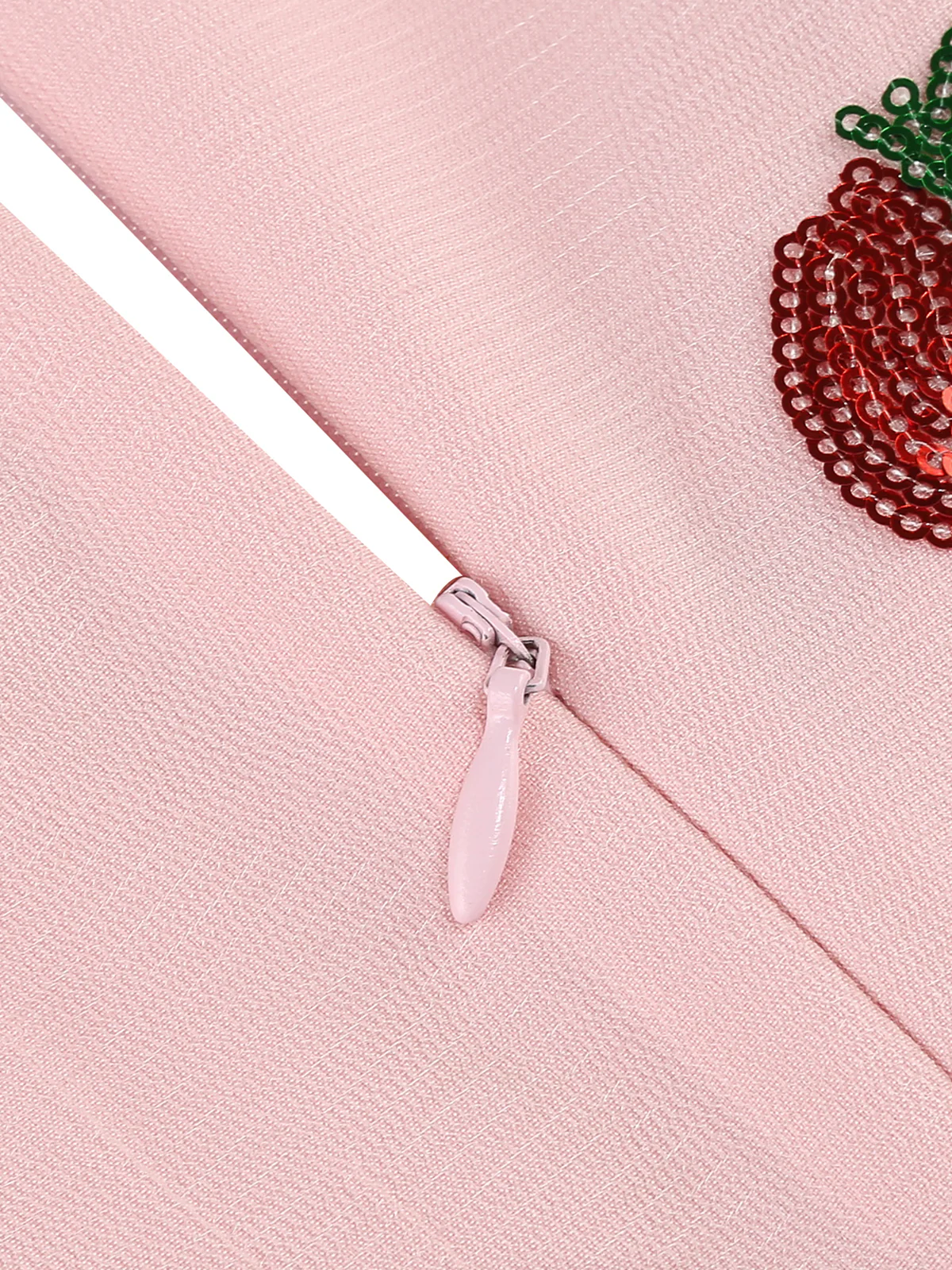 Pink 1950s V-Neck Strawberry Mesh Swing Dress - Image 6