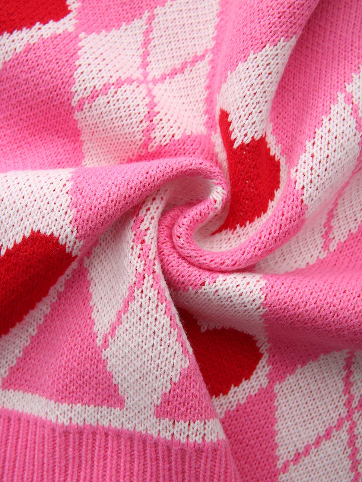 Pink 1950s Valentine Heart Knit Cardigan Sweater - Image 7