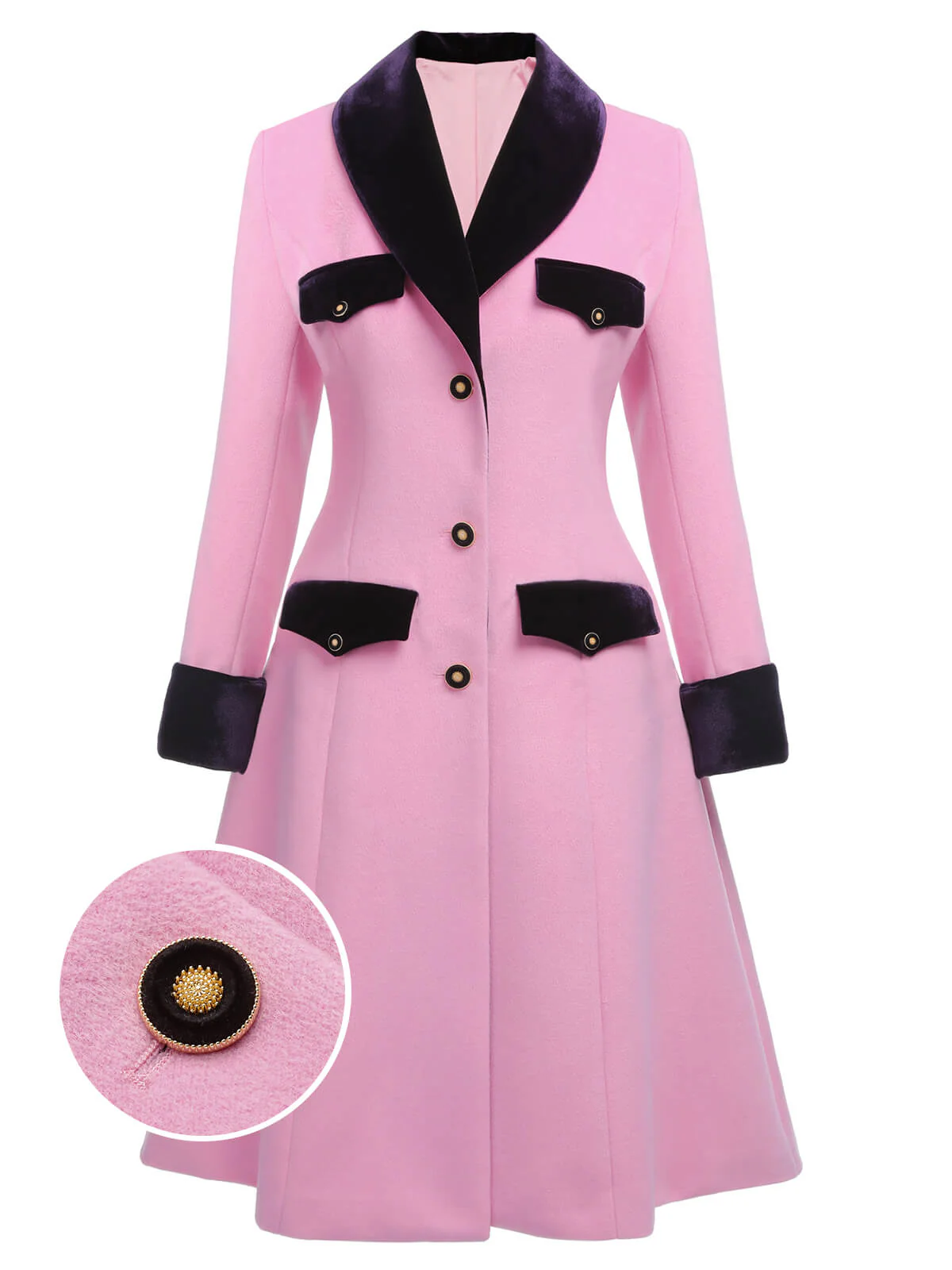 Pink 1930s Velvet Patchwork Button Coat - Image 2