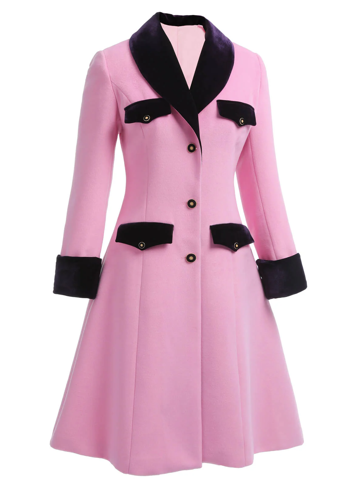 Pink 1930s Velvet Patchwork Button Coat - Image 4