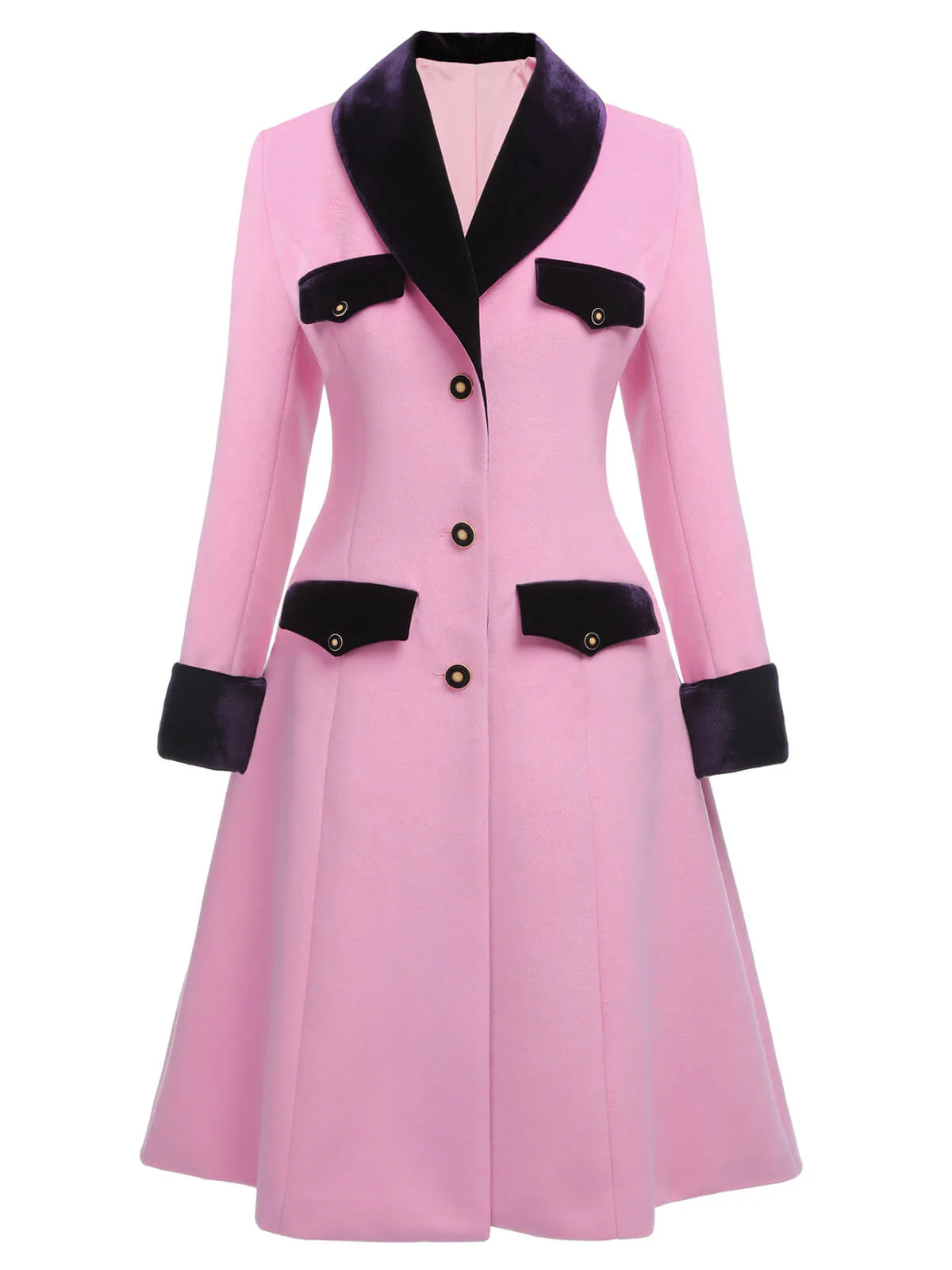 Pink 1930s Velvet Patchwork Button Coat - Image 2