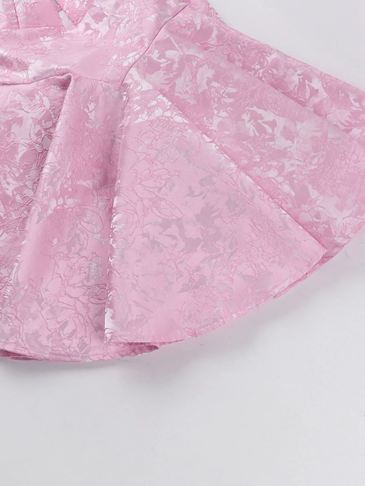 Pink 1960s Back Bow Jacquard Floral Dress - Image 9
