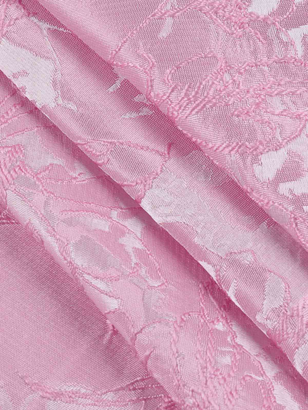 Pink 1960s Back Bow Jacquard Floral Dress - Image 12
