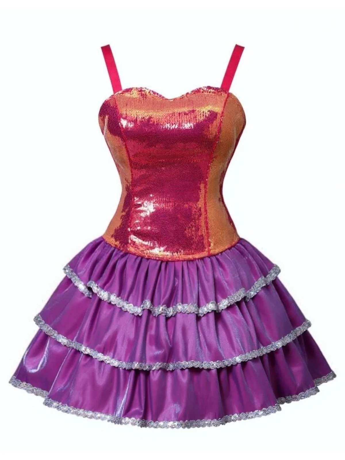 Pink 1960s Barbie Sequin Strap Ruffled Dress - Image 3