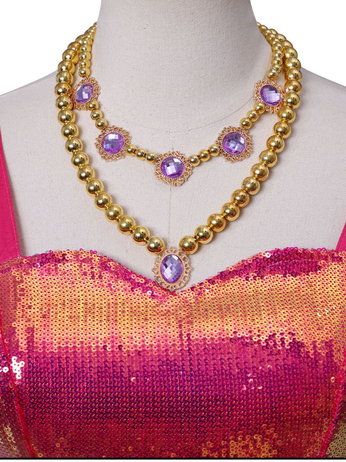 Pink 1960s Barbie Sequin Strap Ruffled Dress - Image 5