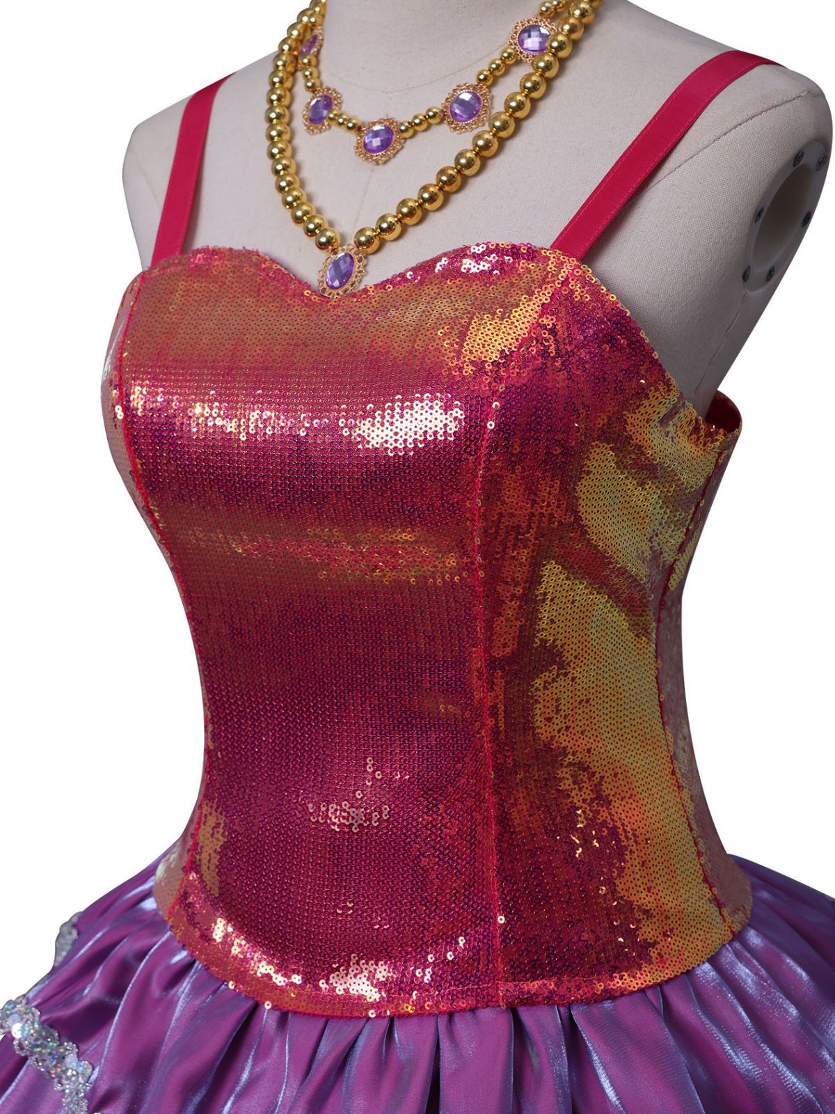 Pink 1960s Barbie Sequin Strap Ruffled Dress - Image 6