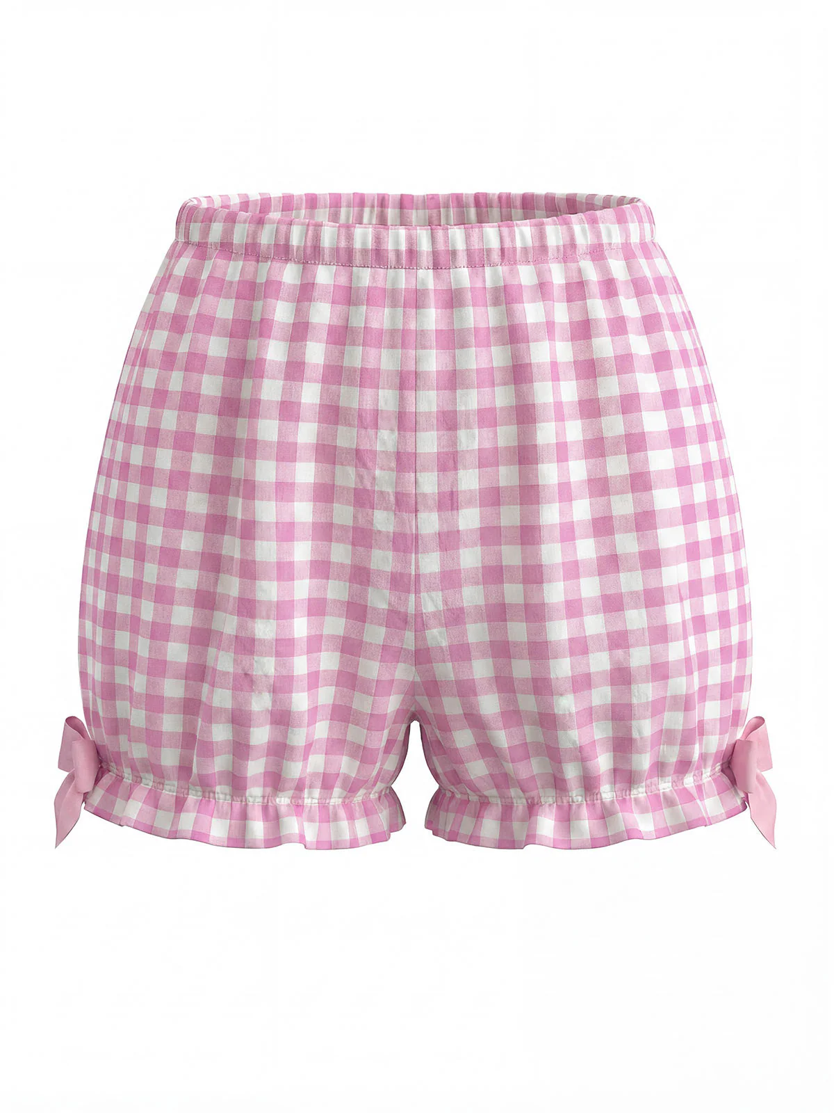 [Pre-Sale] Pink 1960s Bow Gingham Ruffle Pajama Set - Image 5