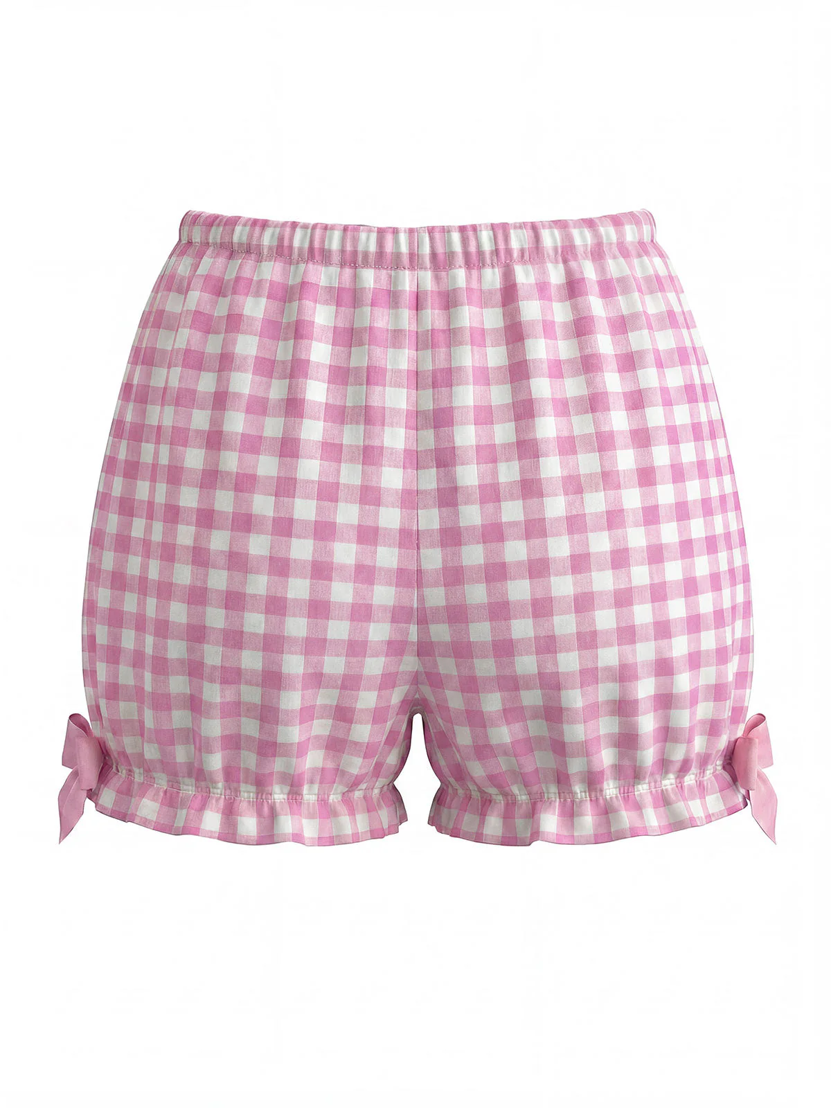 [Pre-Sale] Pink 1960s Bow Gingham Ruffle Pajama Set - Image 6