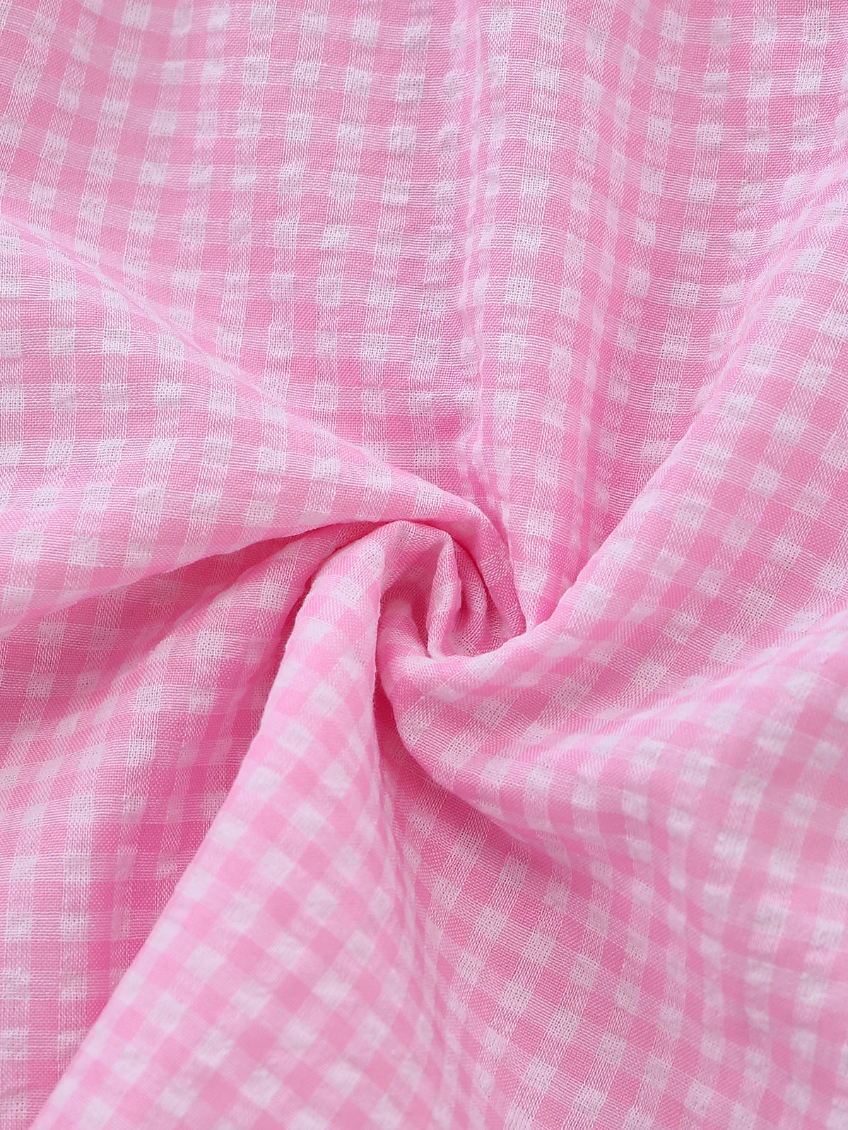 Pink 1960s Bow Lace Gingham Lace-up Dress - Image 6