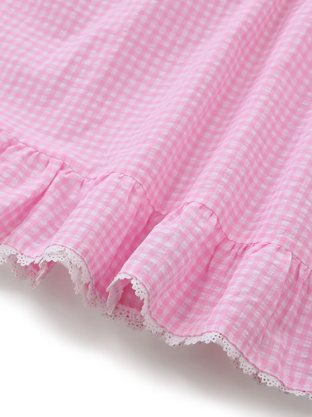 Pink 1960s Bow Lace Gingham Lace-up Dress - Image 7