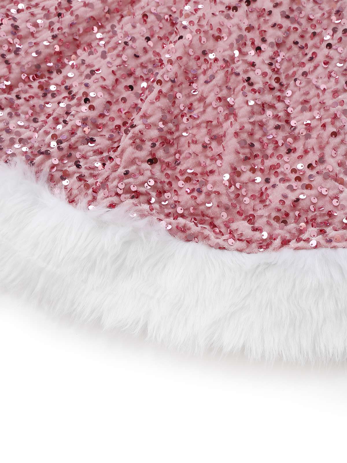 Pink 1960s Christmas Fur Sequin Strapless Dress - Image 8