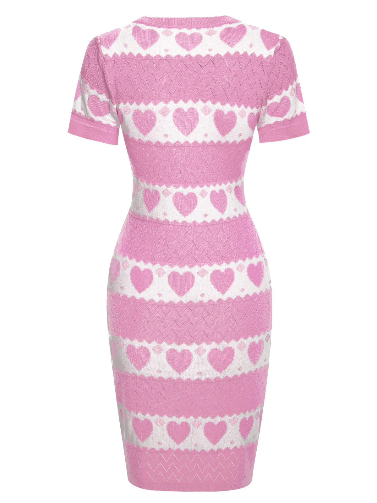 Pink 1960s Contrasting Heart Knitting Dress - Image 2