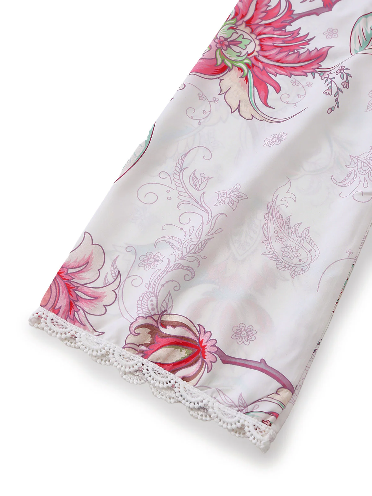 Pink 1960s Floral Cutout Print V-Neck Lace Dress - Image 3
