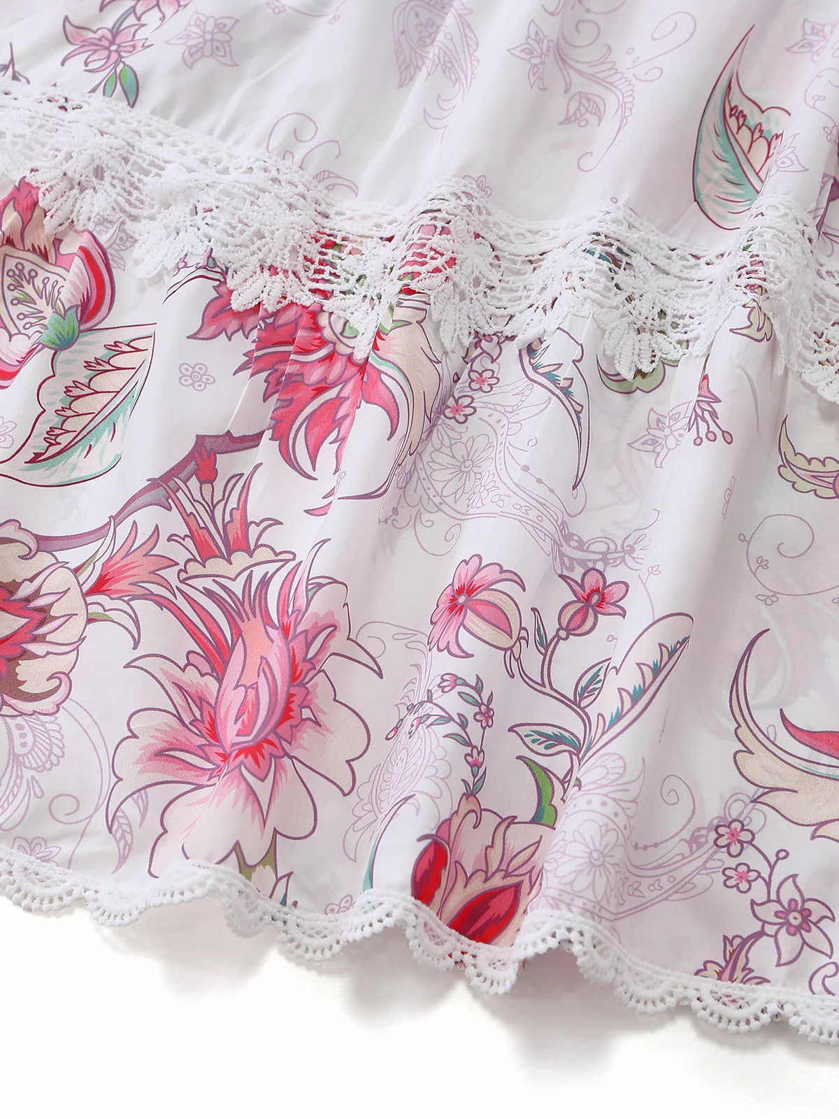 Pink 1960s Floral Cutout Print V-Neck Lace Dress - Image 5