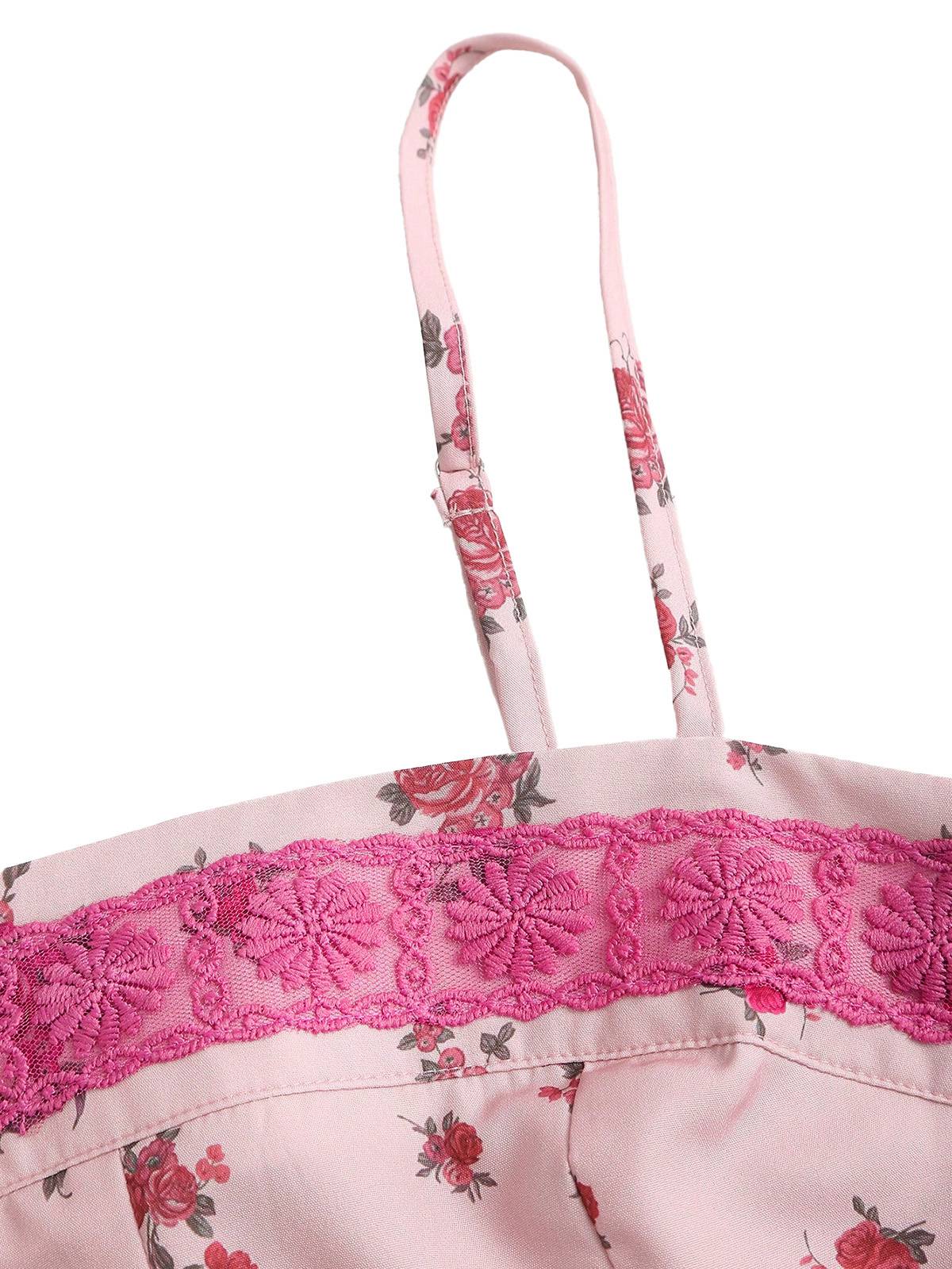 Pink 1960s Floral Lace Patchwork Pleated Camisole - Image 4
