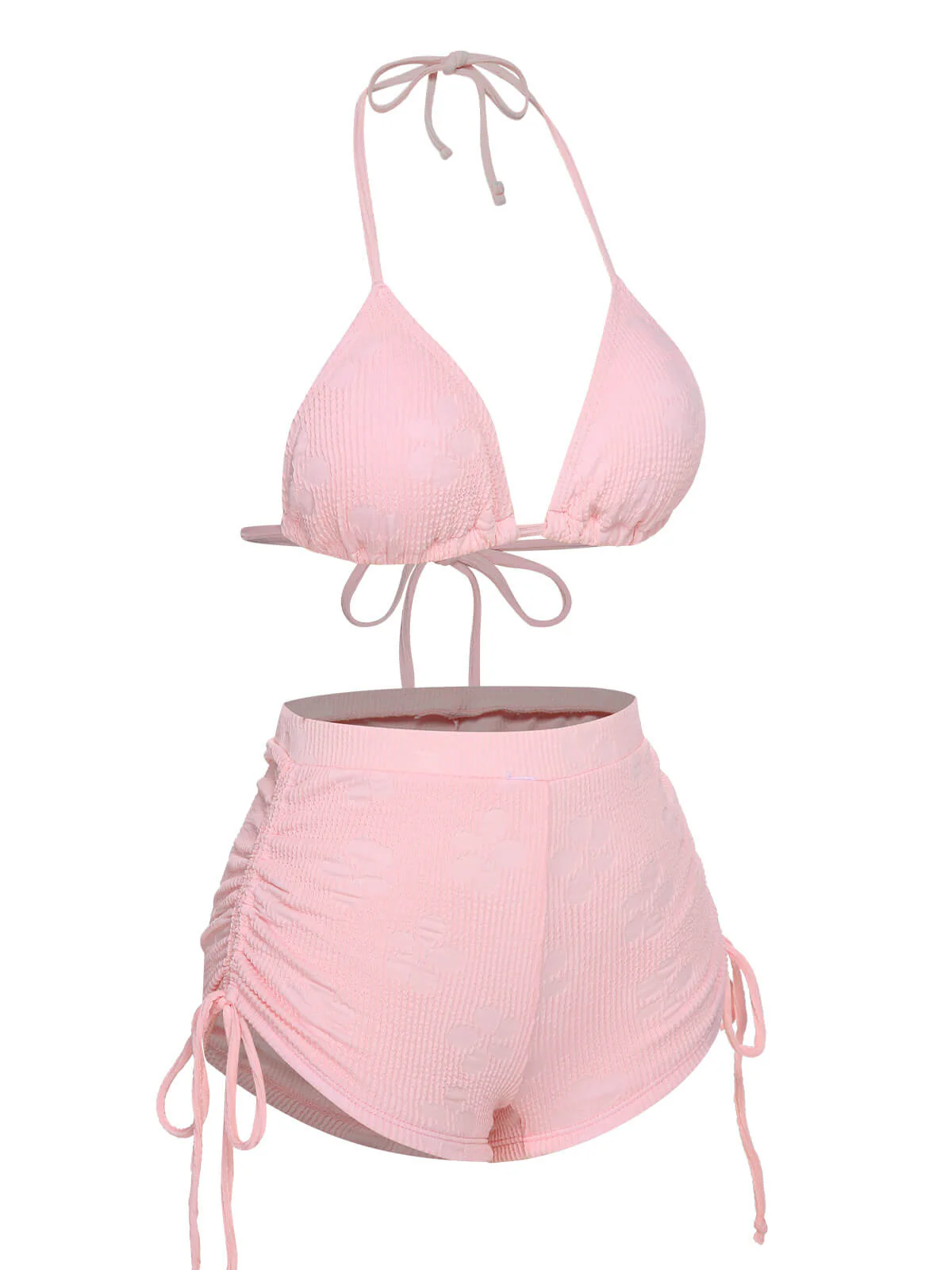 Pink 1960s Floral Lace-Up Halter Swimsuit - Image 2
