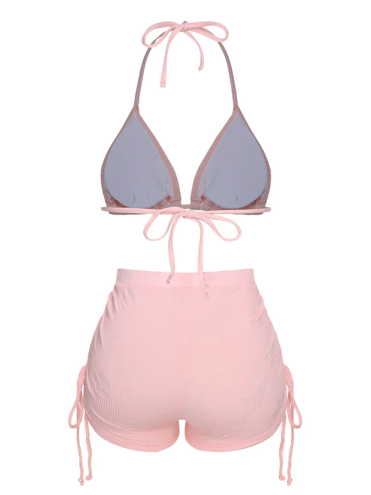 Pink 1960s Floral Lace-Up Halter Swimsuit - Image 3