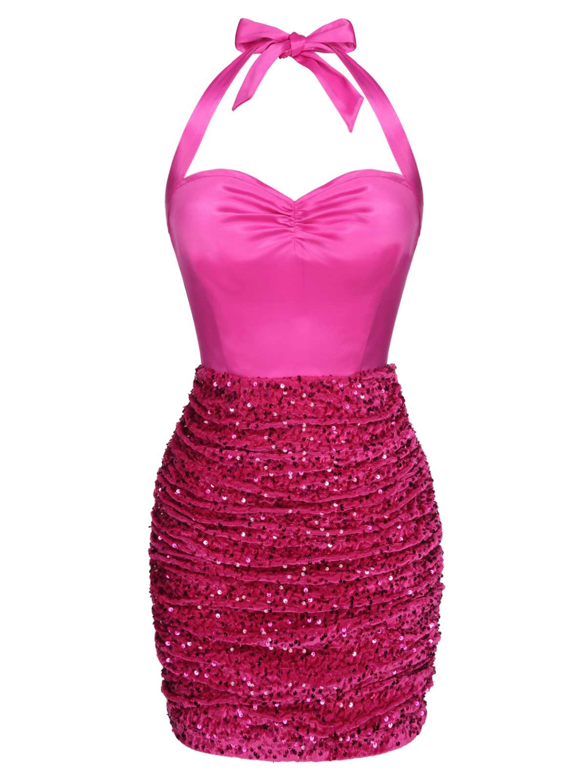 Pink 1960s Halter Sequined Wrap Dress - Image 2