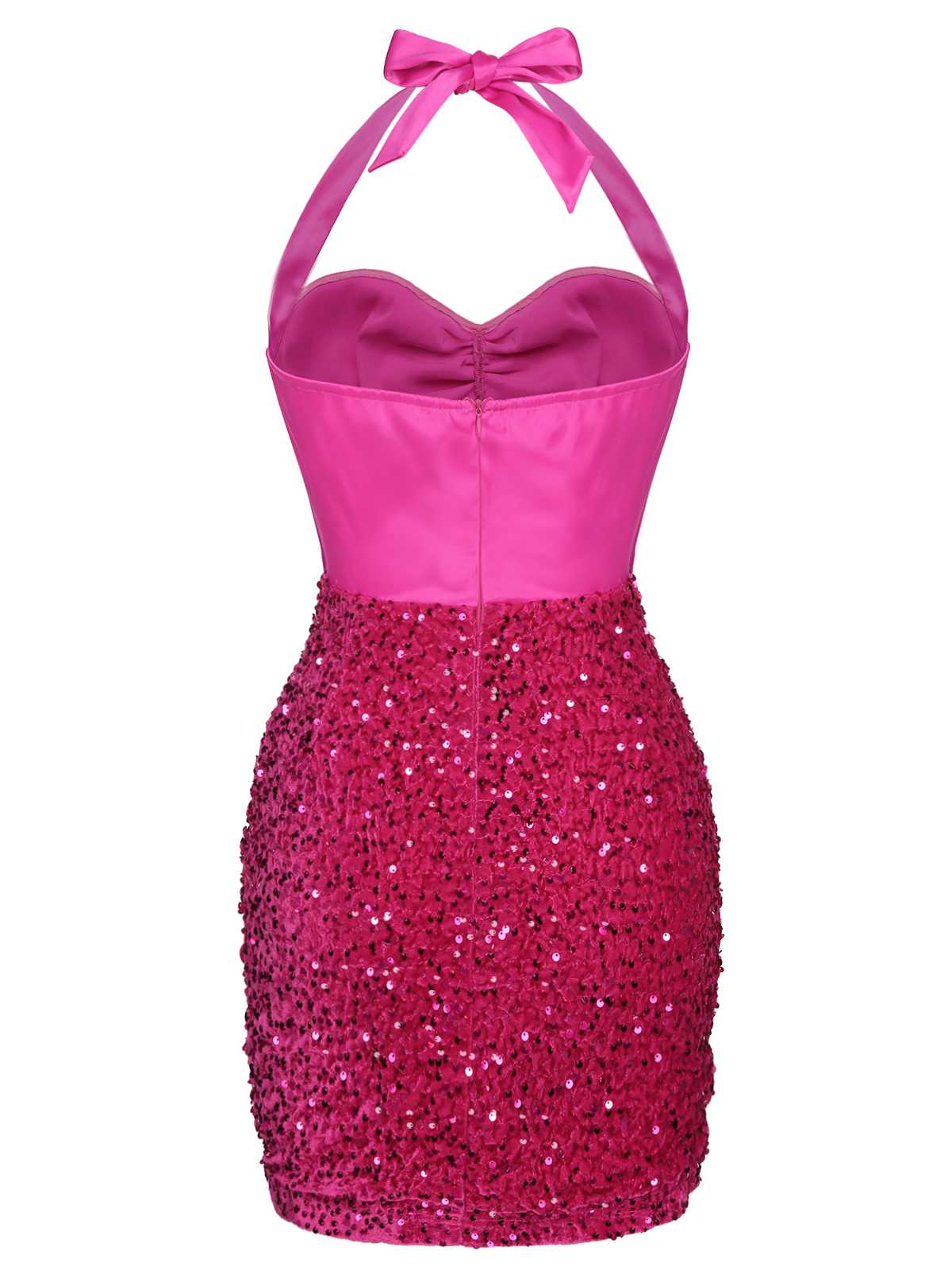 Pink 1960s Halter Sequined Wrap Dress - Image 4