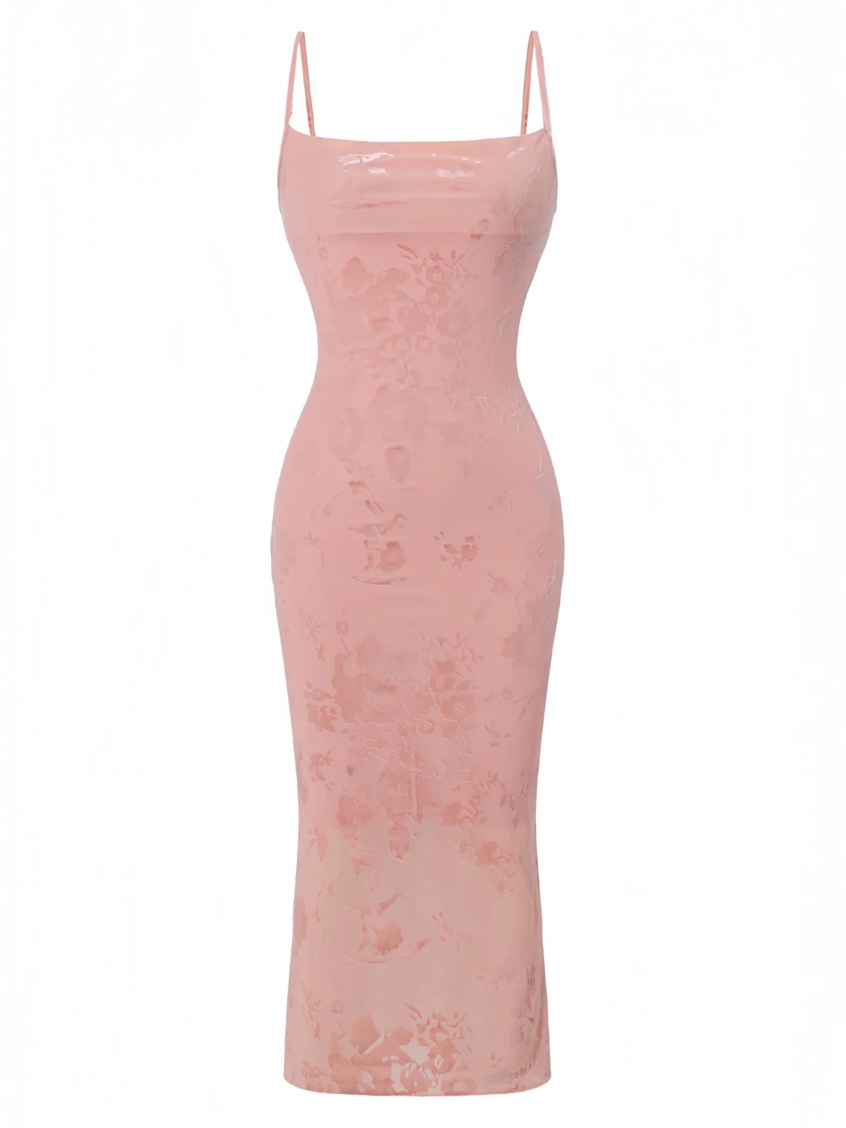 Pink 1960s Jacquard Satin Halter Bodycon Dress - Image 2