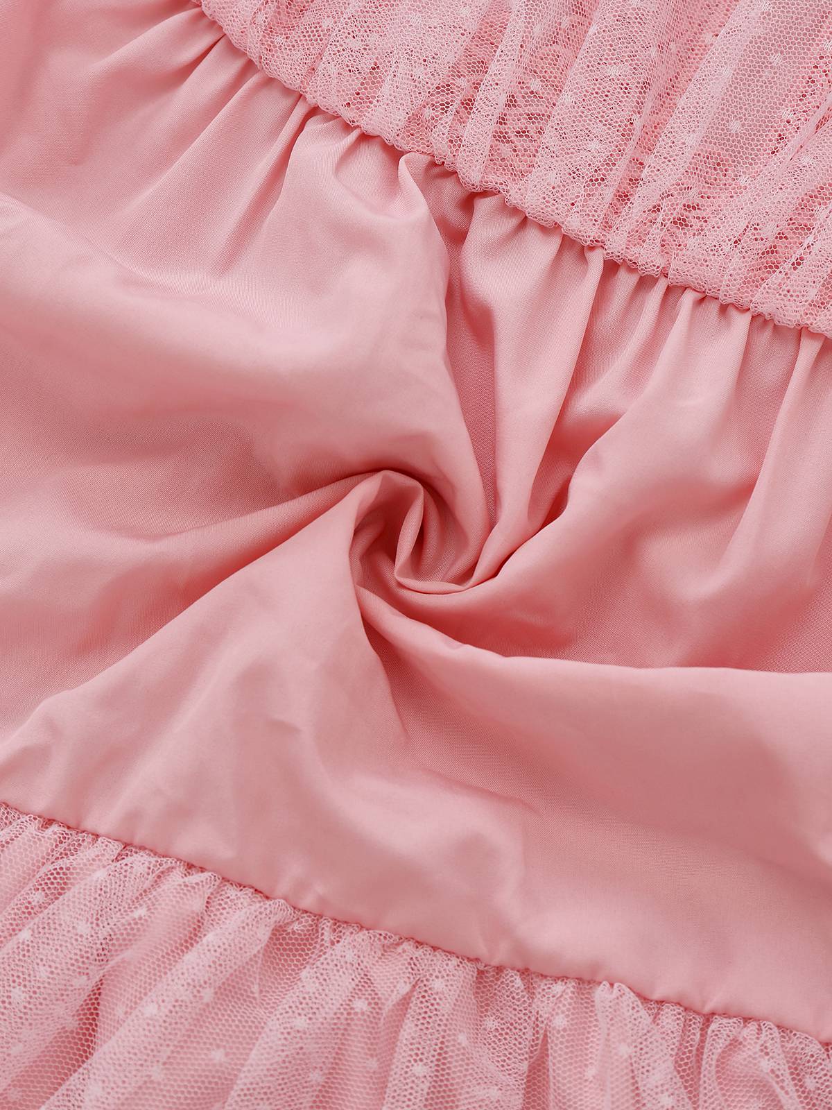 Pink 1960s Lace Trim Ribbon Bow Sleeveless Tulle Dress - Image 7