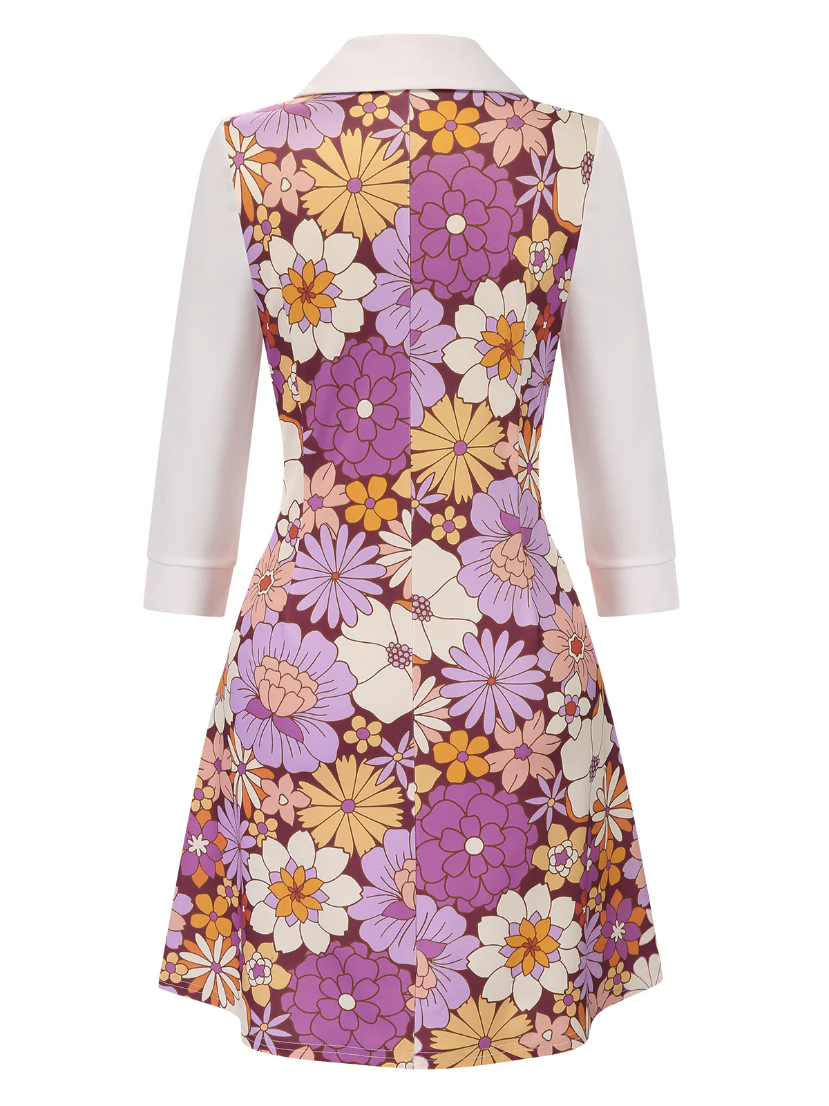 [Pre-Sale] Orange 1960s Lapel Flowers Patchwork Dress - Image 16