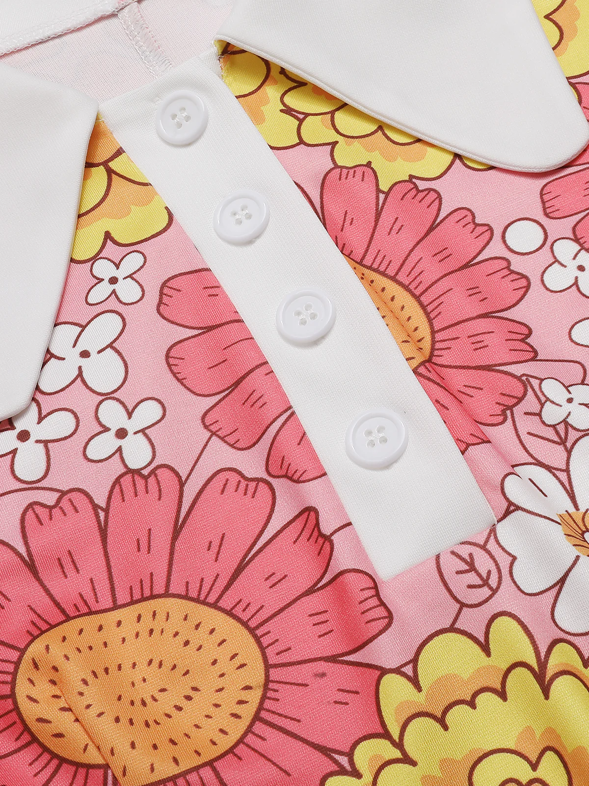 [Pre-Sale] Orange 1960s Lapel Flowers Patchwork Dress - Image 13