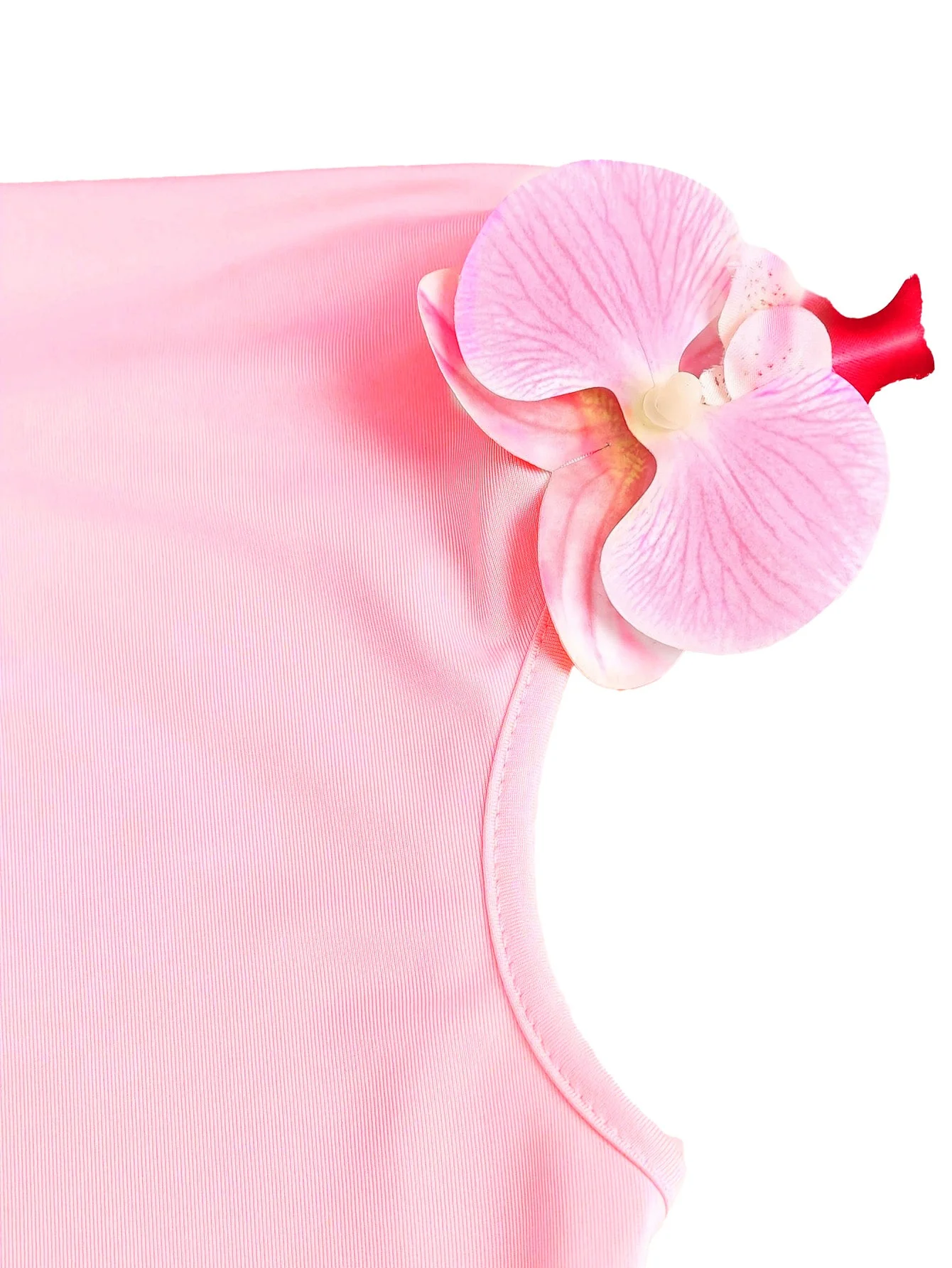 Pink 1960s One-Shoulder 3D Floral Tiered Dress - Image 4