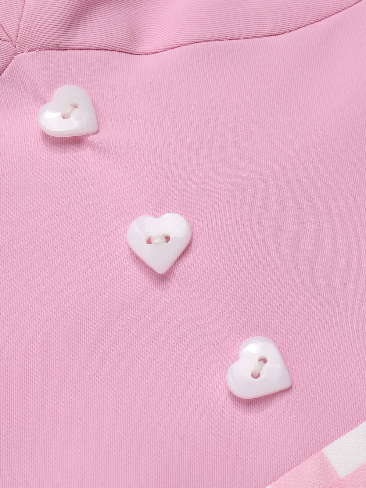 Pink 1960s Plaid Heart Slit Strap Dress - Image 6