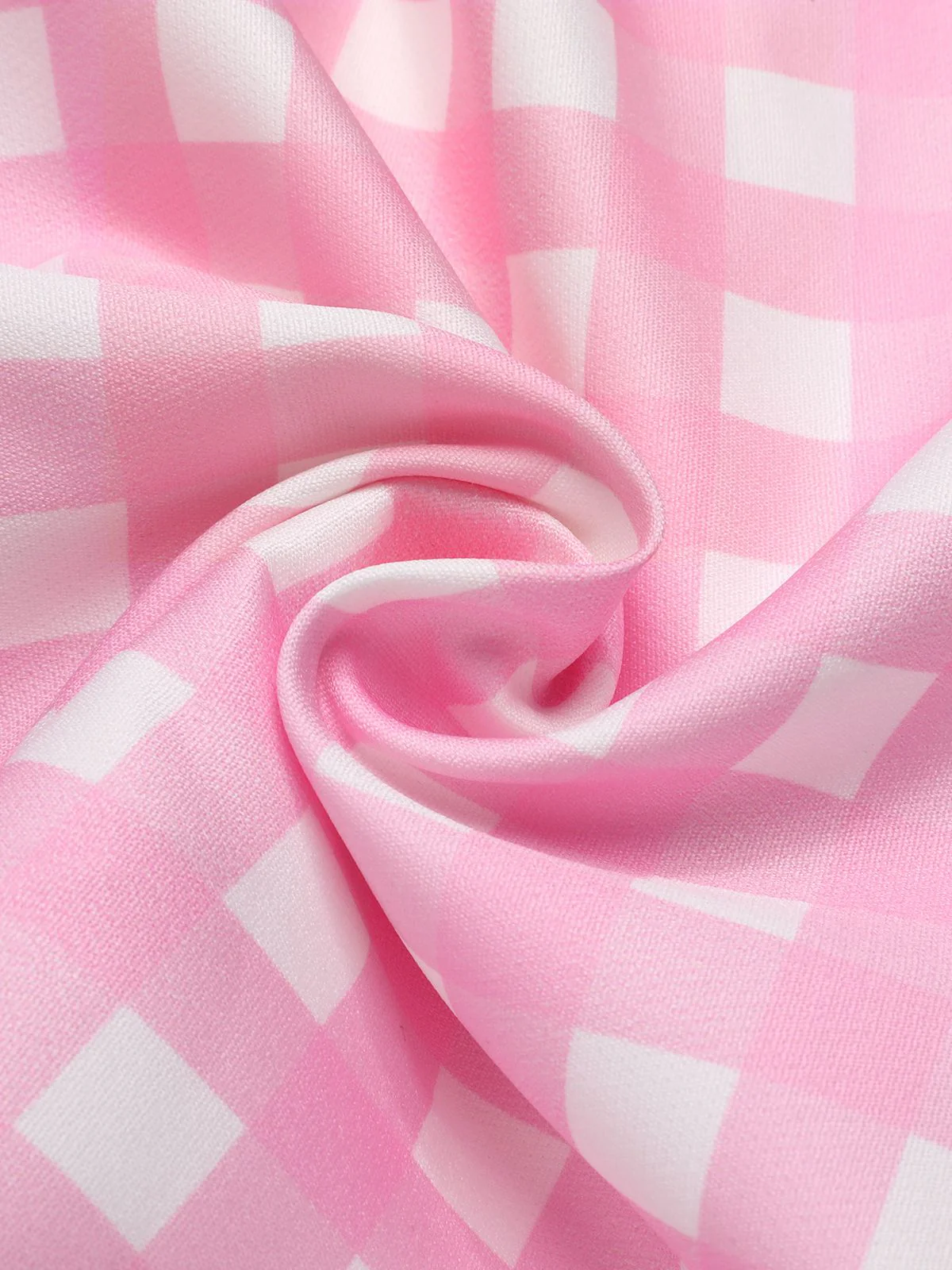 Pink 1960s Plaid Heart Slit Strap Dress - Image 8
