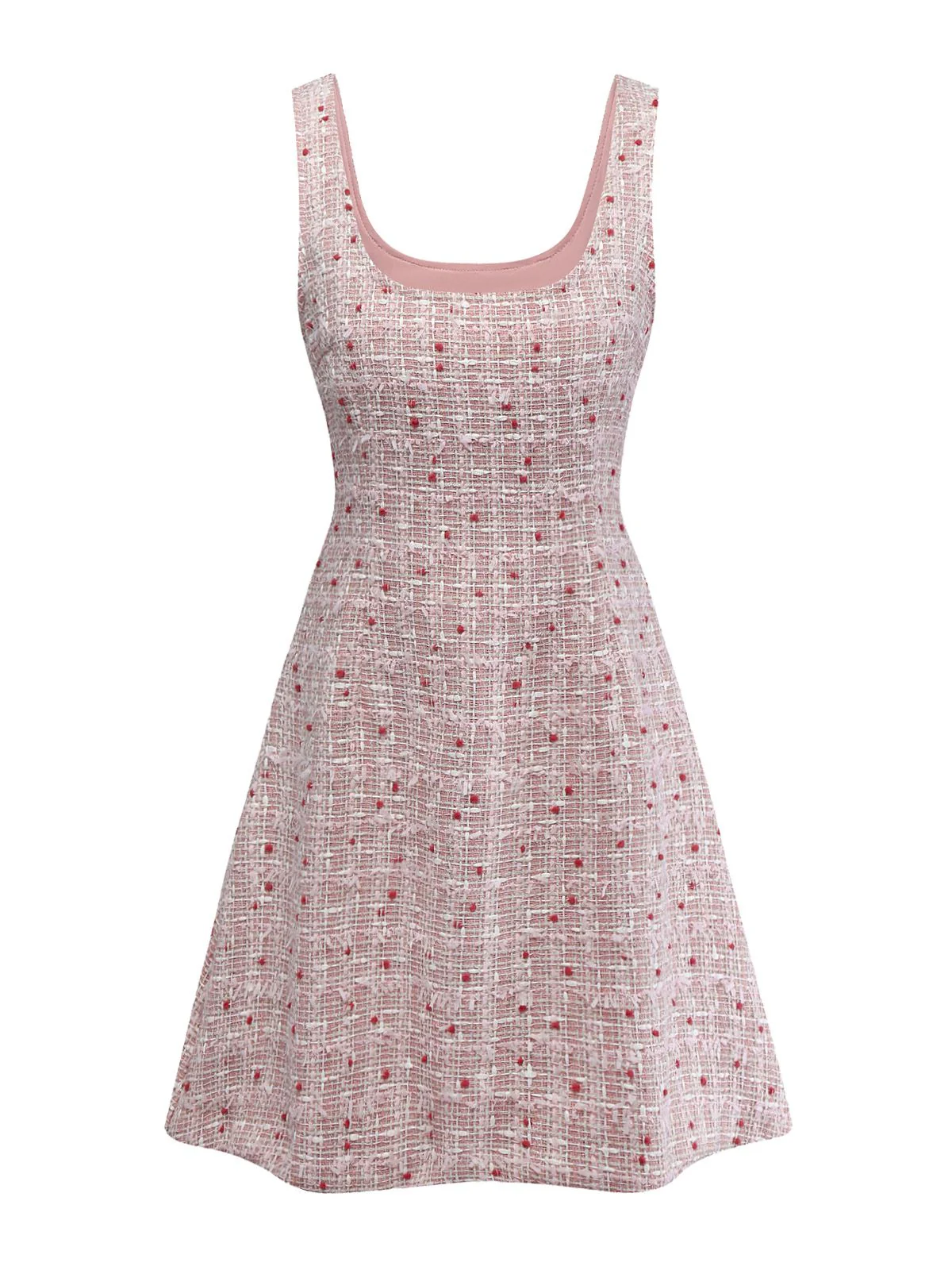 Pink 1960s Plaid Tweed Mini Pinafore Dress - Image 2