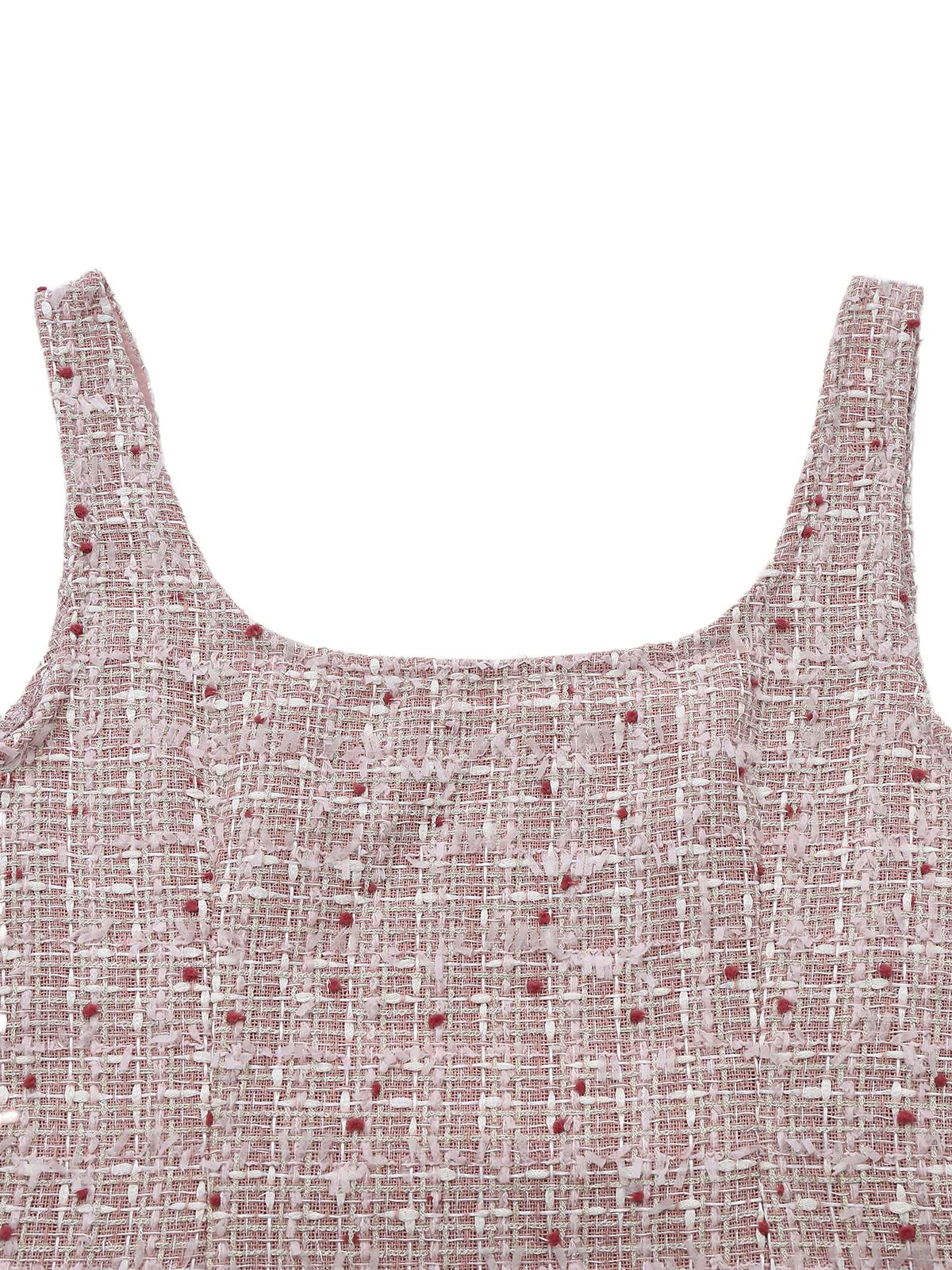 Pink 1960s Plaid Tweed Mini Pinafore Dress - Image 5