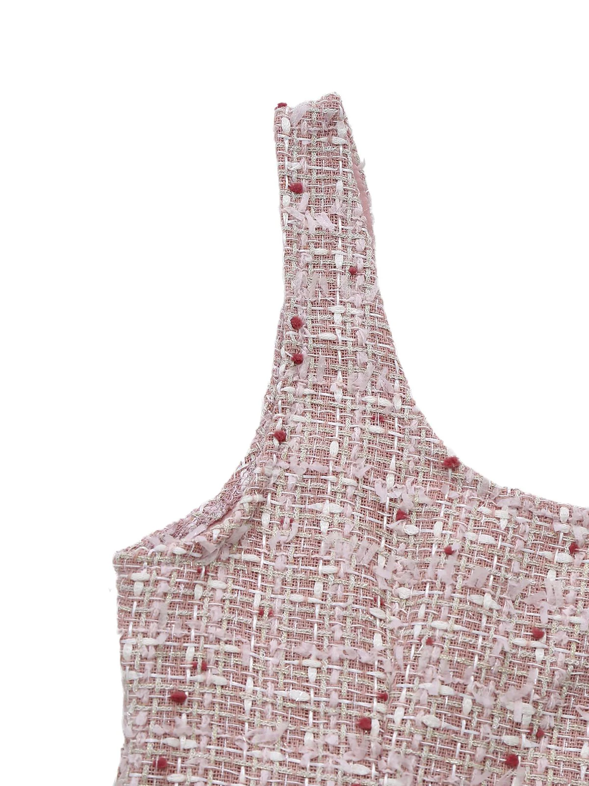 Pink 1960s Plaid Tweed Mini Pinafore Dress - Image 6