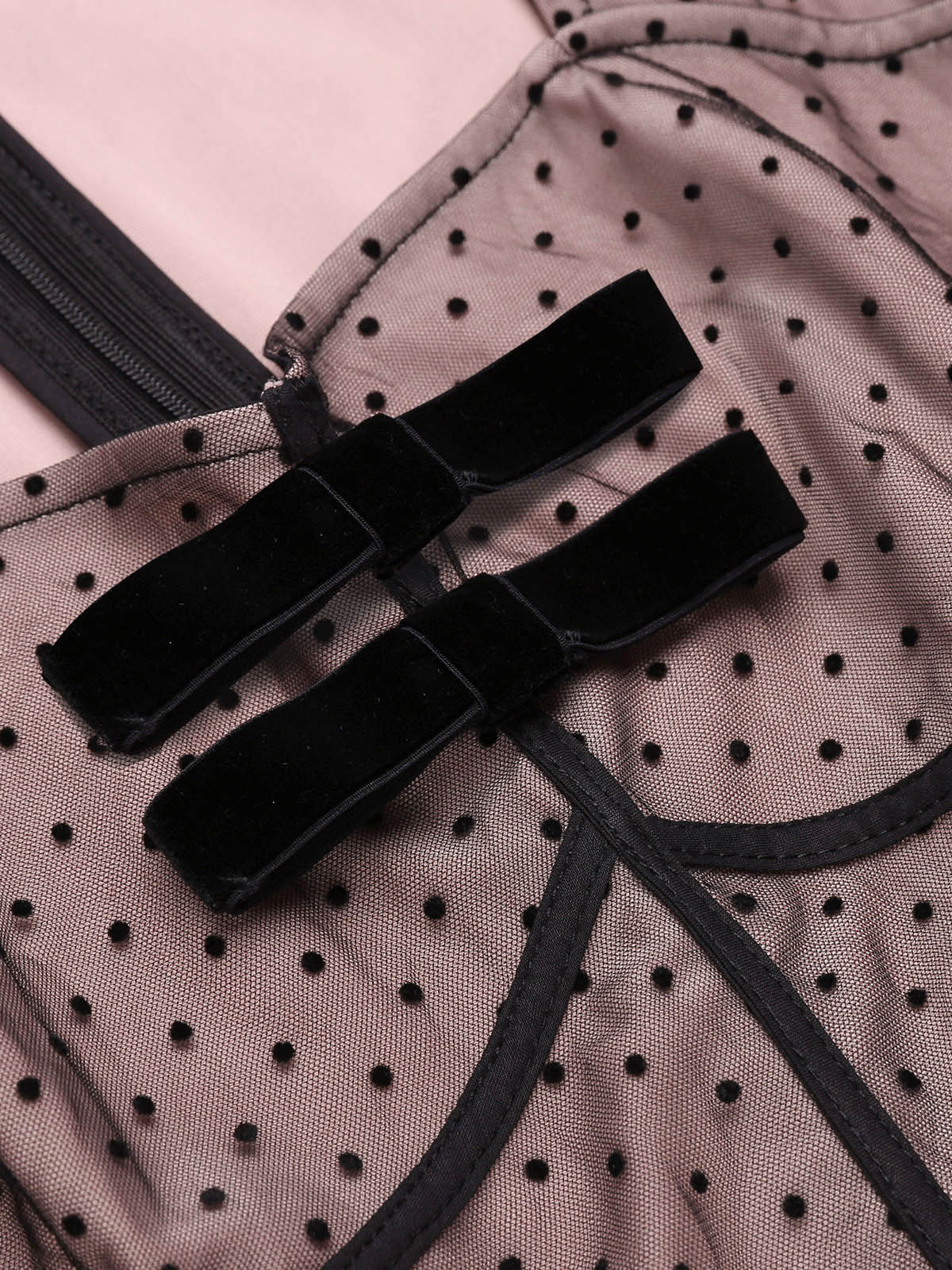 Pink 1960s Polka Dot Mesh Pencil Dress - Image 6