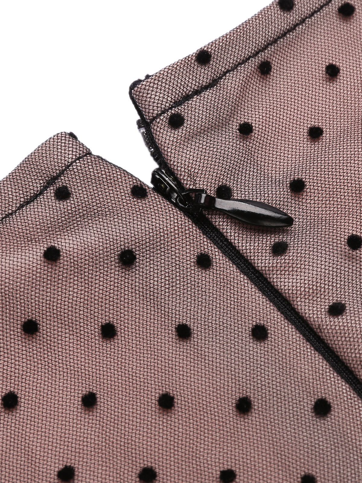 Pink 1960s Polka Dot Mesh Pencil Dress - Image 7