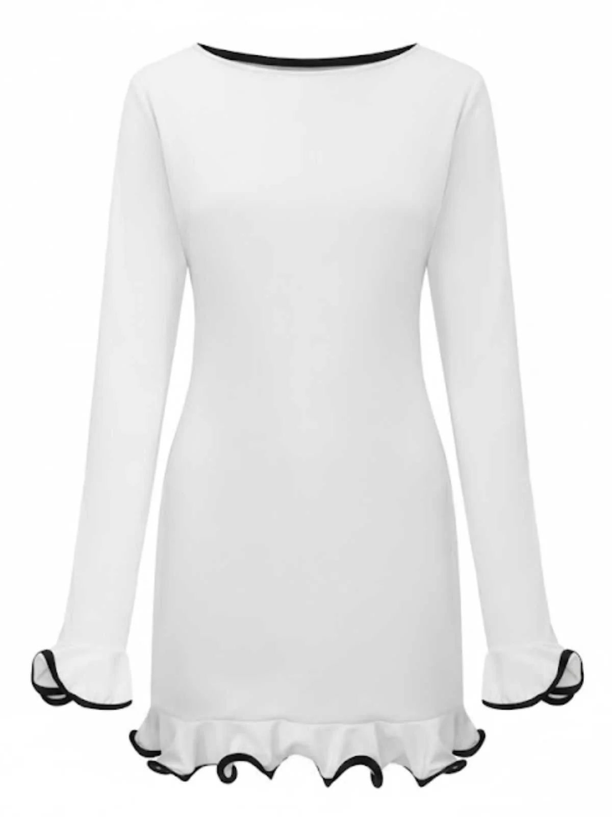 Pink 1960s Ruffle Hem Long Sleeve Dress - Image 10