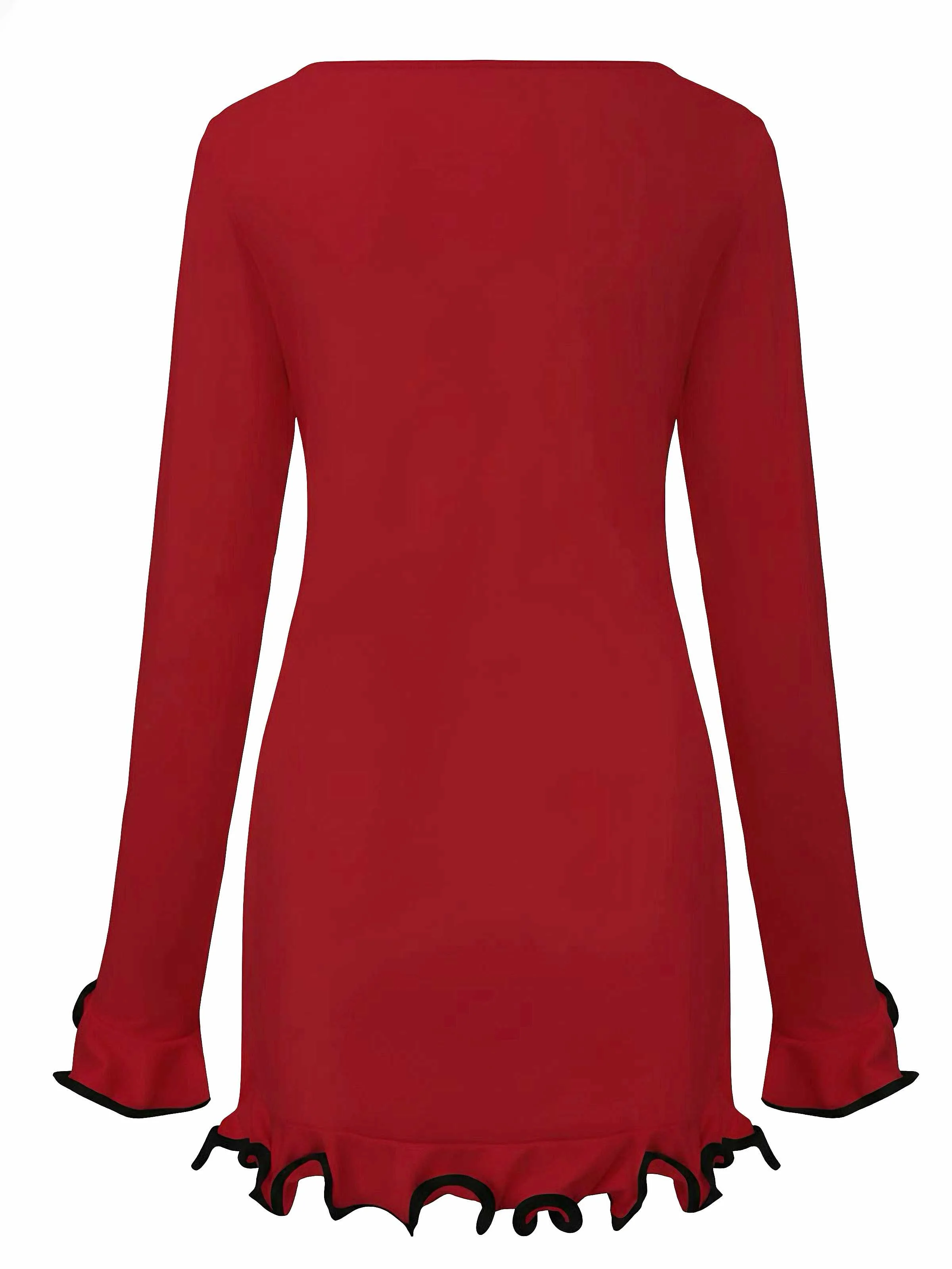 Pink 1960s Ruffle Hem Long Sleeve Dress - Image 3
